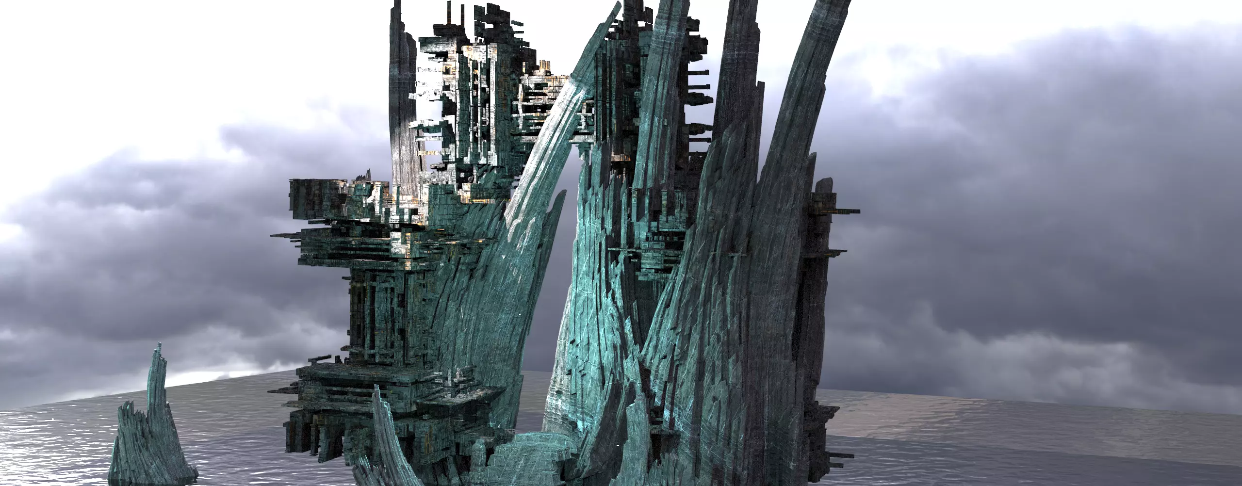 Sci fi Light gravity training arena mountain 3D model_0