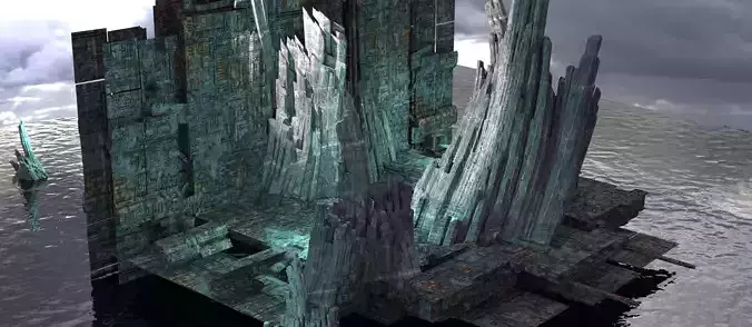 Sci fi Light gravity training arena wall 3D model