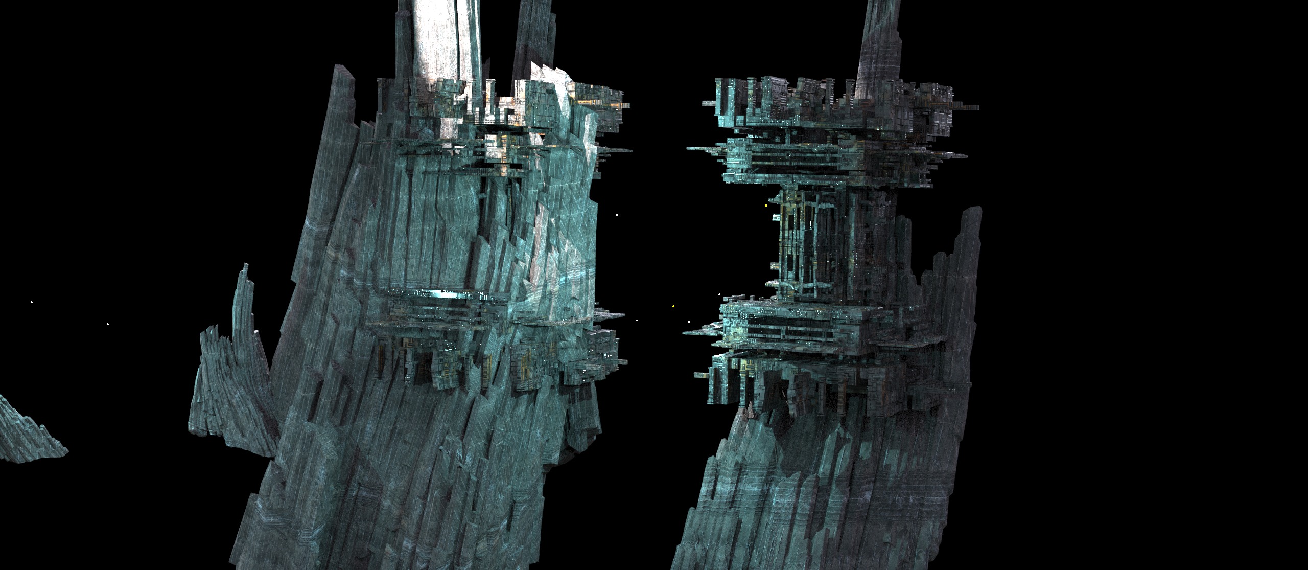 Sci fi Light gravity training arena cliffs 3D model_1