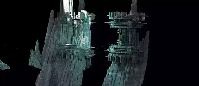 Sci fi Light gravity training arena cliffs