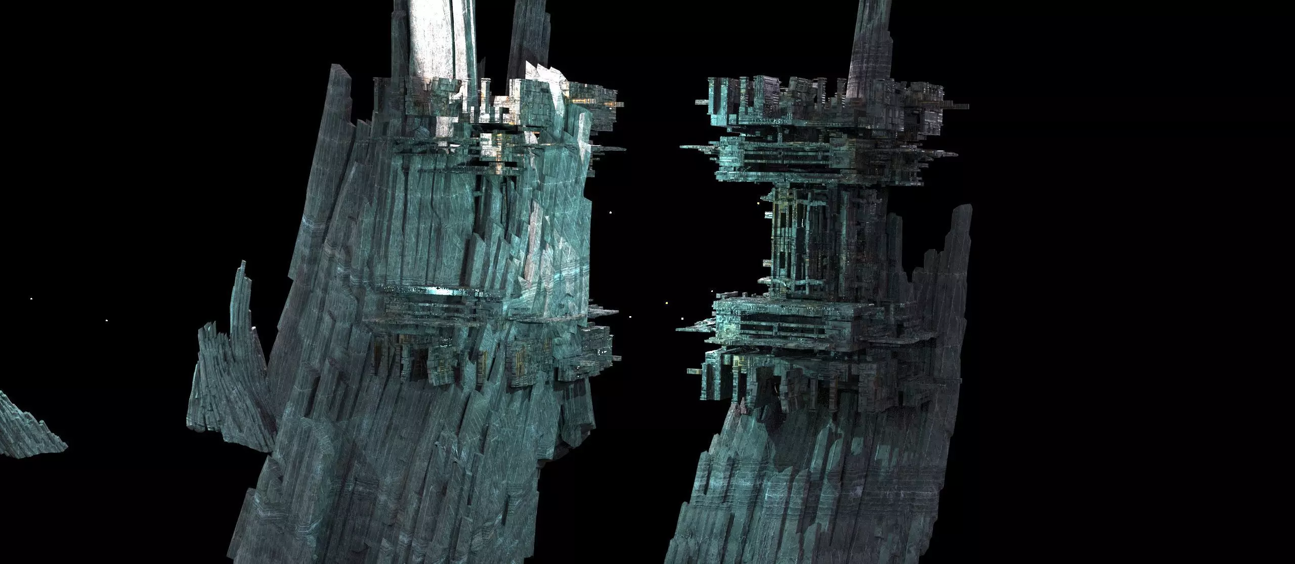 Sci fi Light gravity training arena cliffs 3D model_0