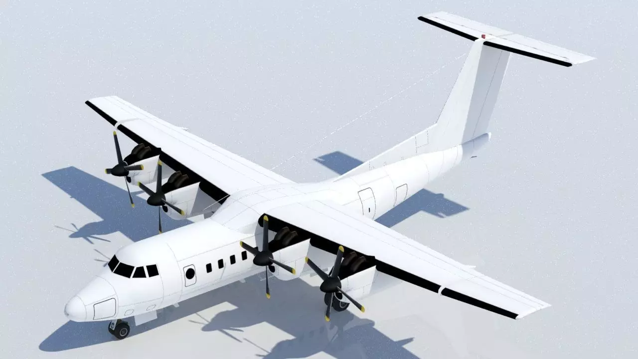 DHC-7 Dash 7 Static low poly model  Low-poly 3D model_0