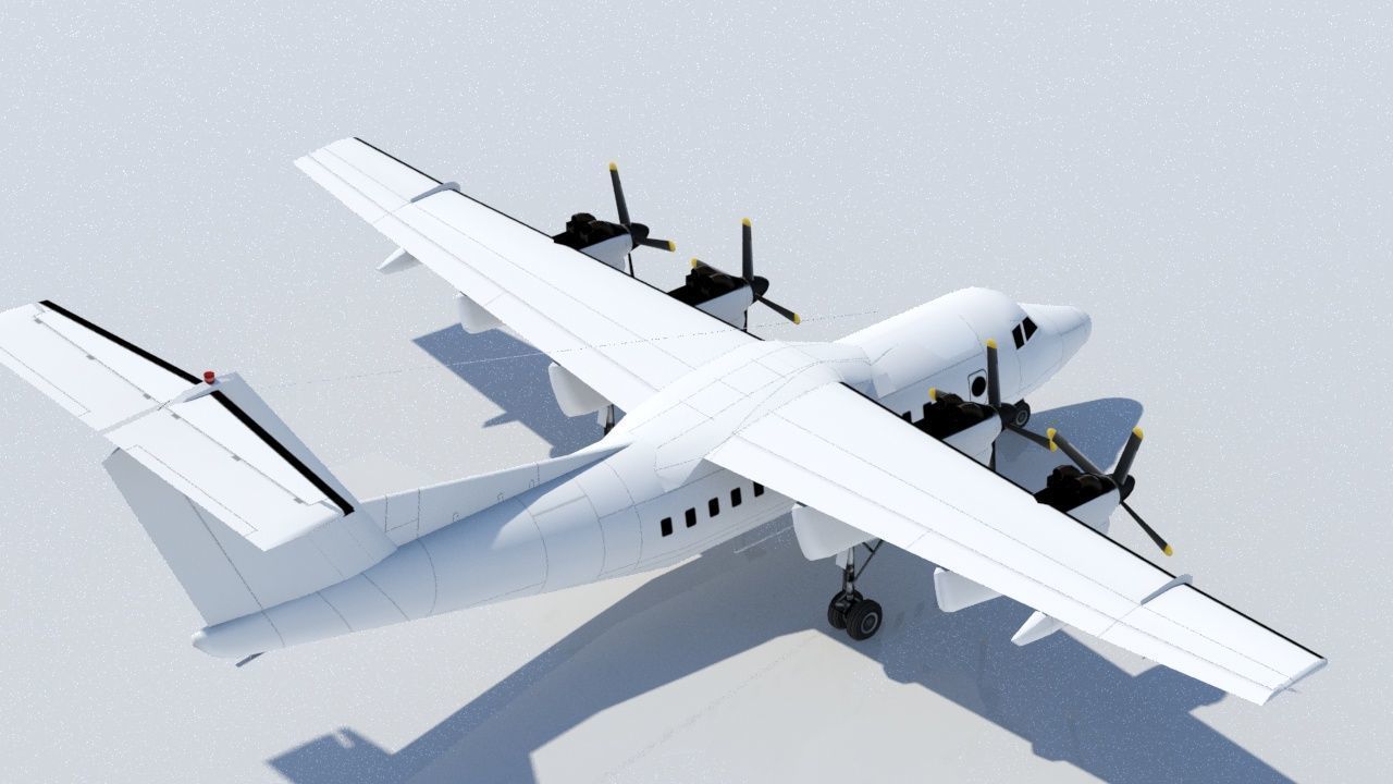 DHC-7 Dash 7 Static low poly model  Low-poly 3D model_4