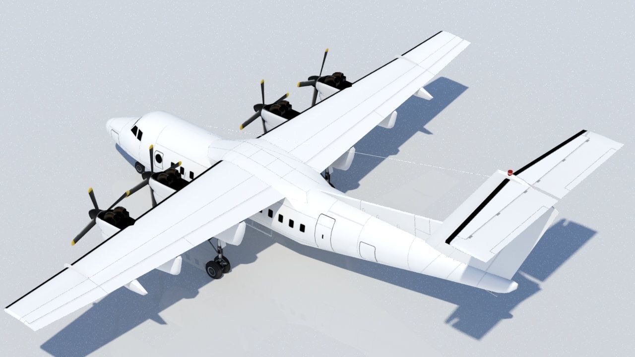 DHC-7 Dash 7 Static low poly model  Low-poly 3D model_2