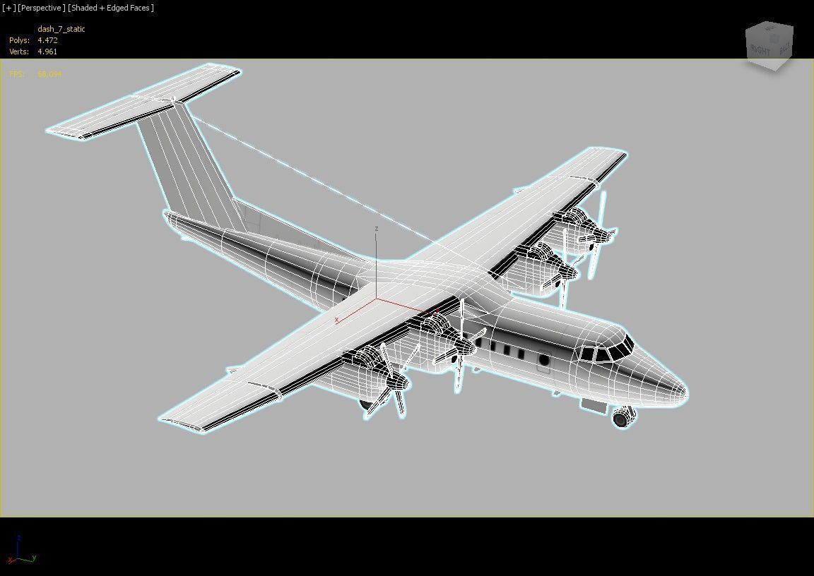 DHC-7 Dash 7 Static low poly model  Low-poly 3D model_5