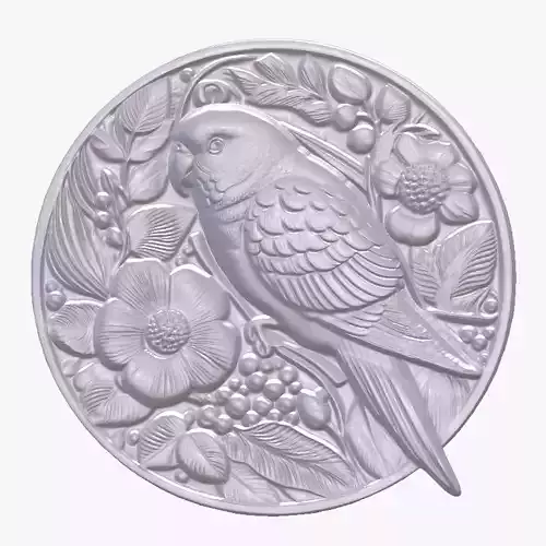 Parakeet 4 basrelief for 3D printing