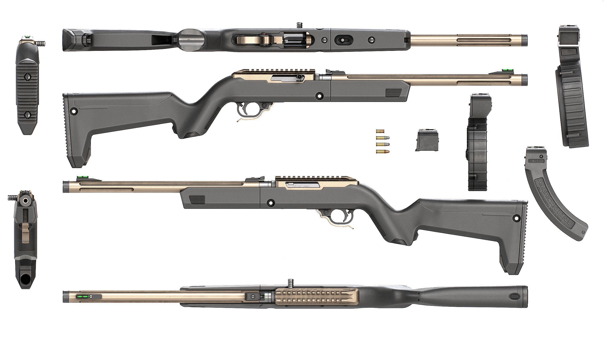 Ruger 10 22 Tactical Takedown Low-poly 3D model_17