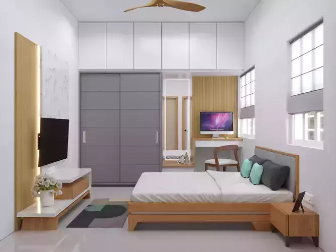 Modern Bedroom 3D Interior Render - High-Quality Design
