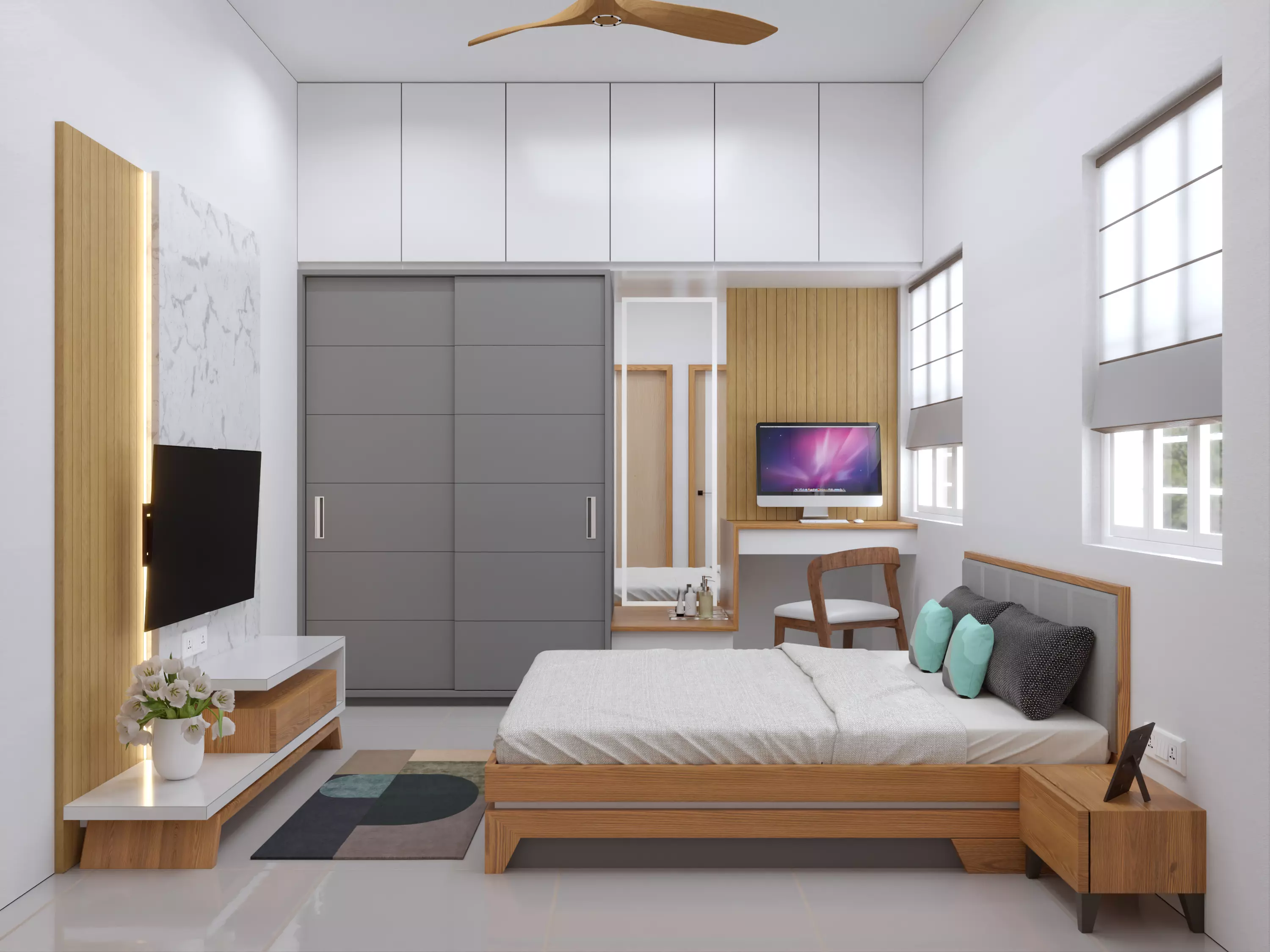 Modern Bedroom 3D Interior Render - High-Quality Design Low-poly 3D model