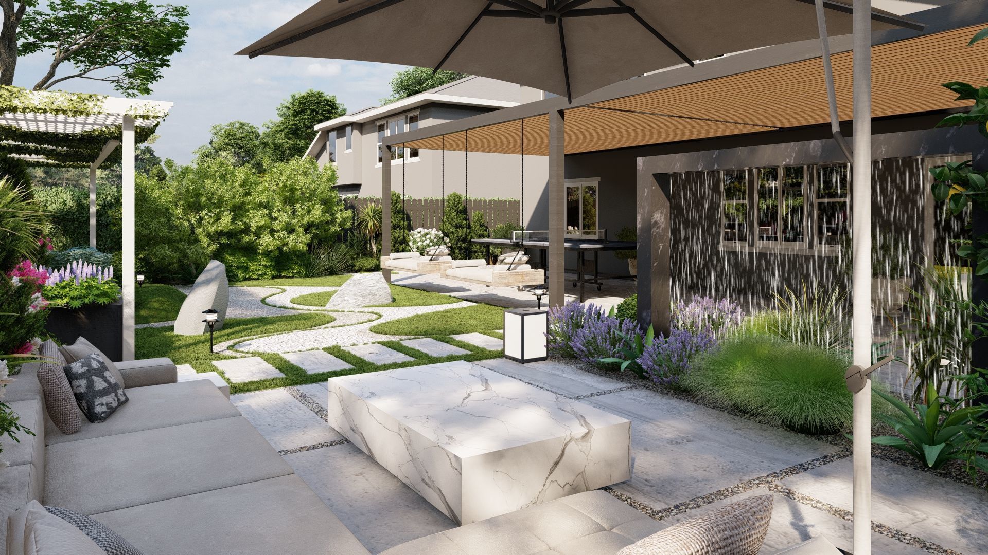 3D Exterior Scene 3D model design garden and landscape 3D model_4