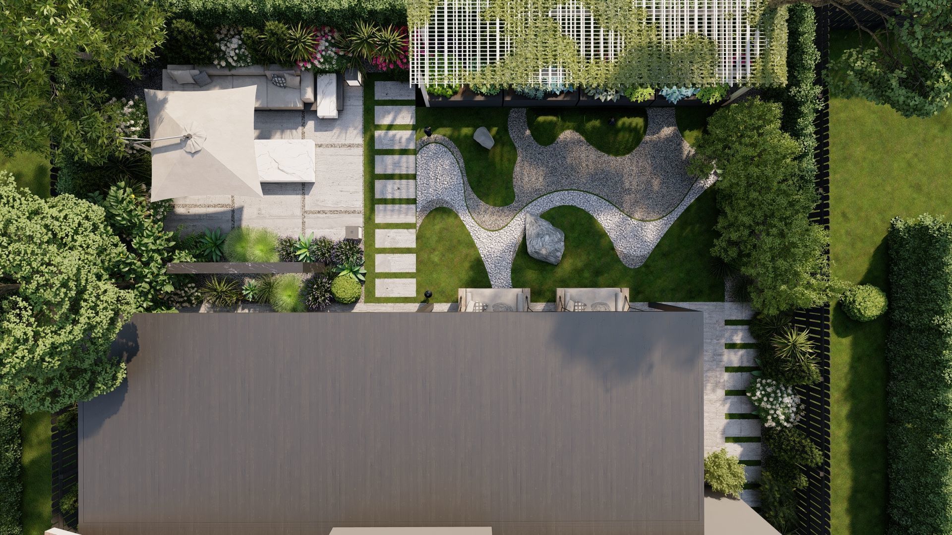 3D Exterior Scene 3D model design garden and landscape 3D model_8