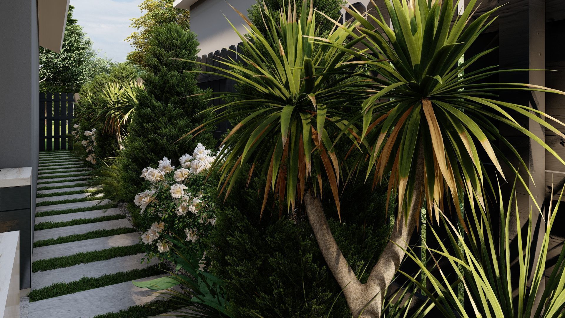 3D Exterior Scene 3D model design garden and landscape 3D model_9