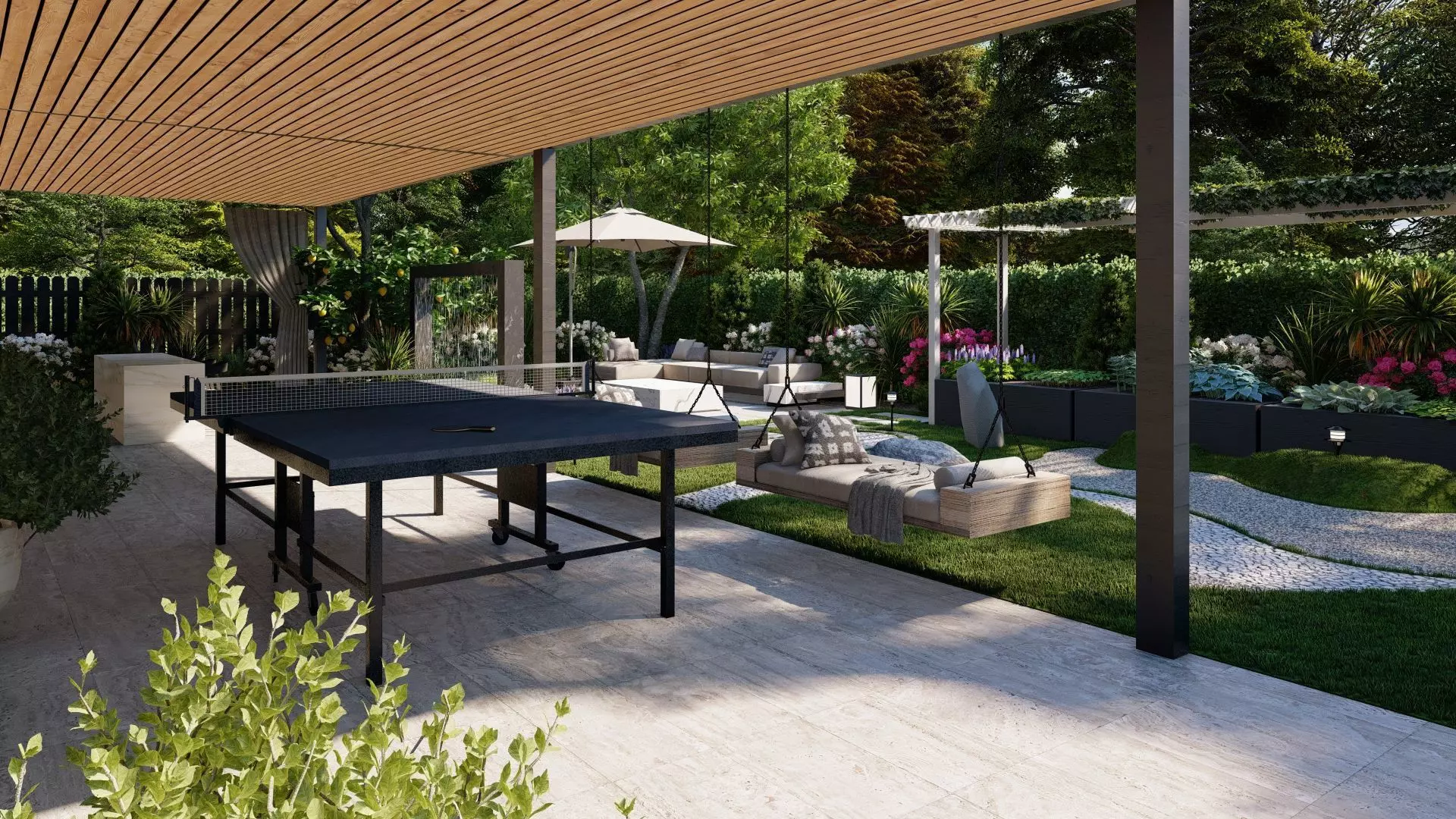 3D Exterior Scene 3D model design garden and landscape 3D model_0