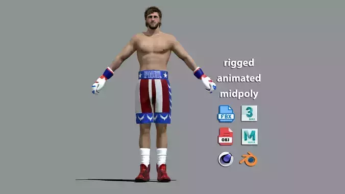 T-Pose Rigged Logan Paul boxing 3D model