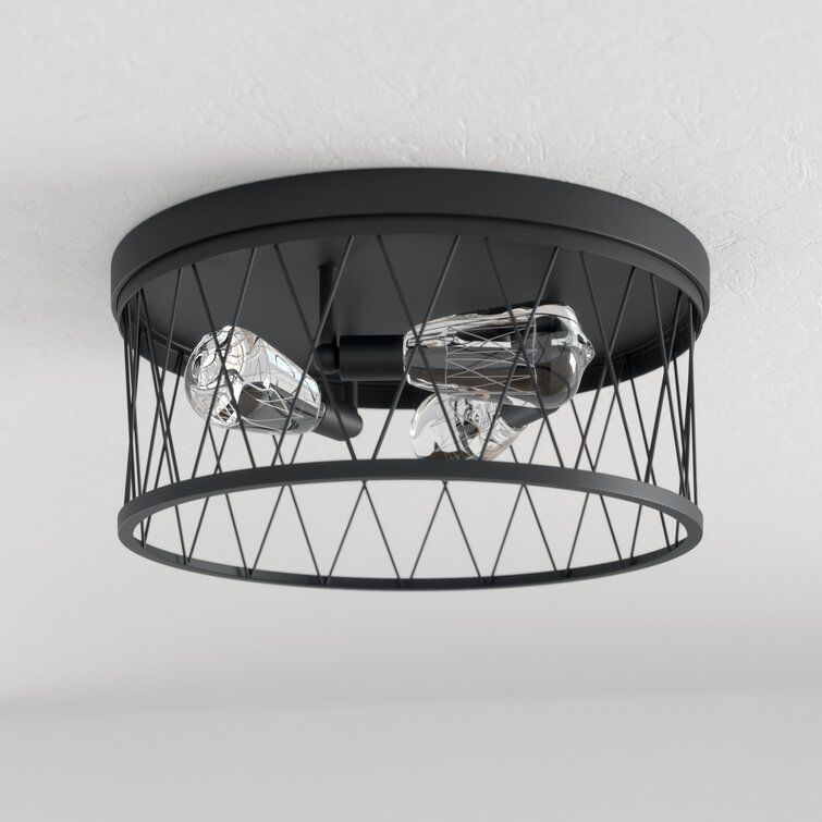 Sidney Light Caged Drum Flush Mount 3D model_2