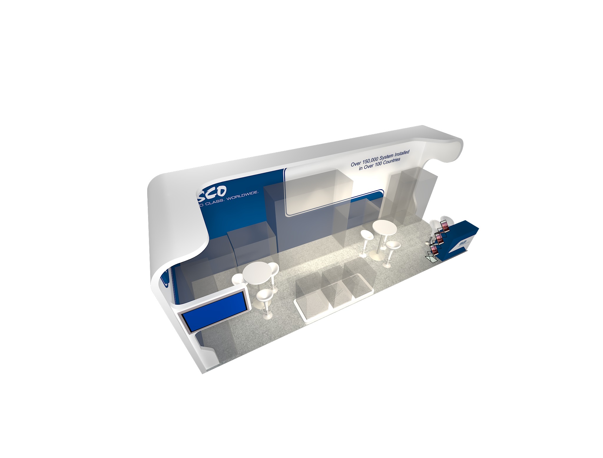 EXHIBITION BOOTH 3M x 9M Low-poly 3D model_3