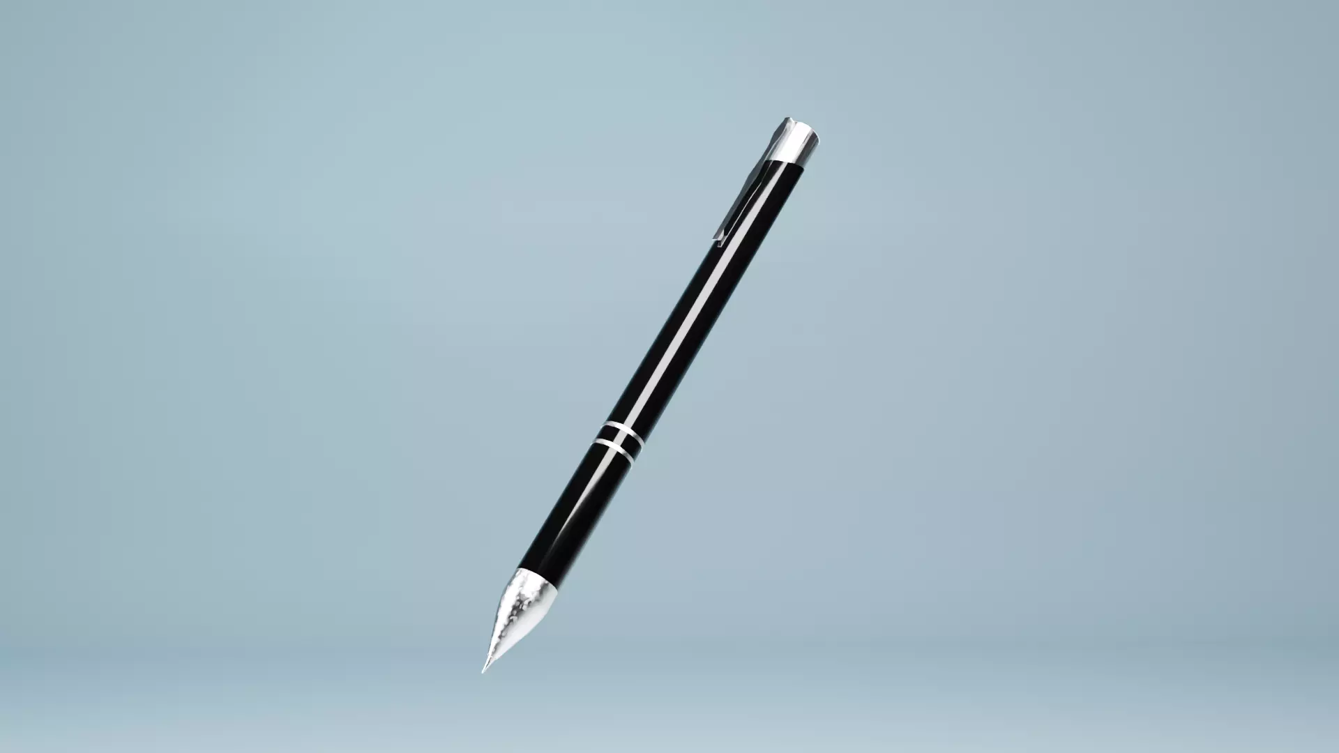 premium black and silver pen 3D model