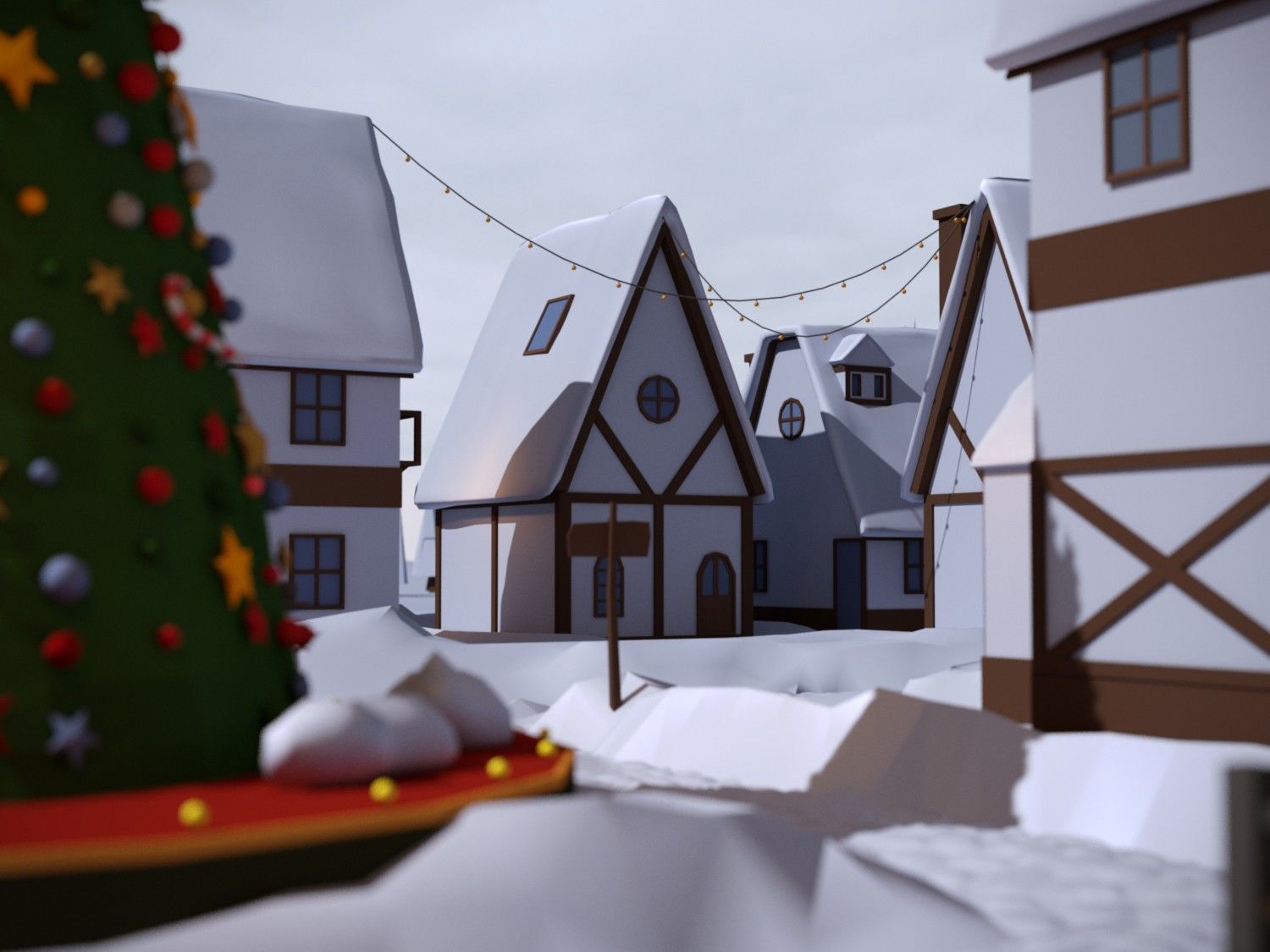 Christmas Town Low-poly 3D model_9