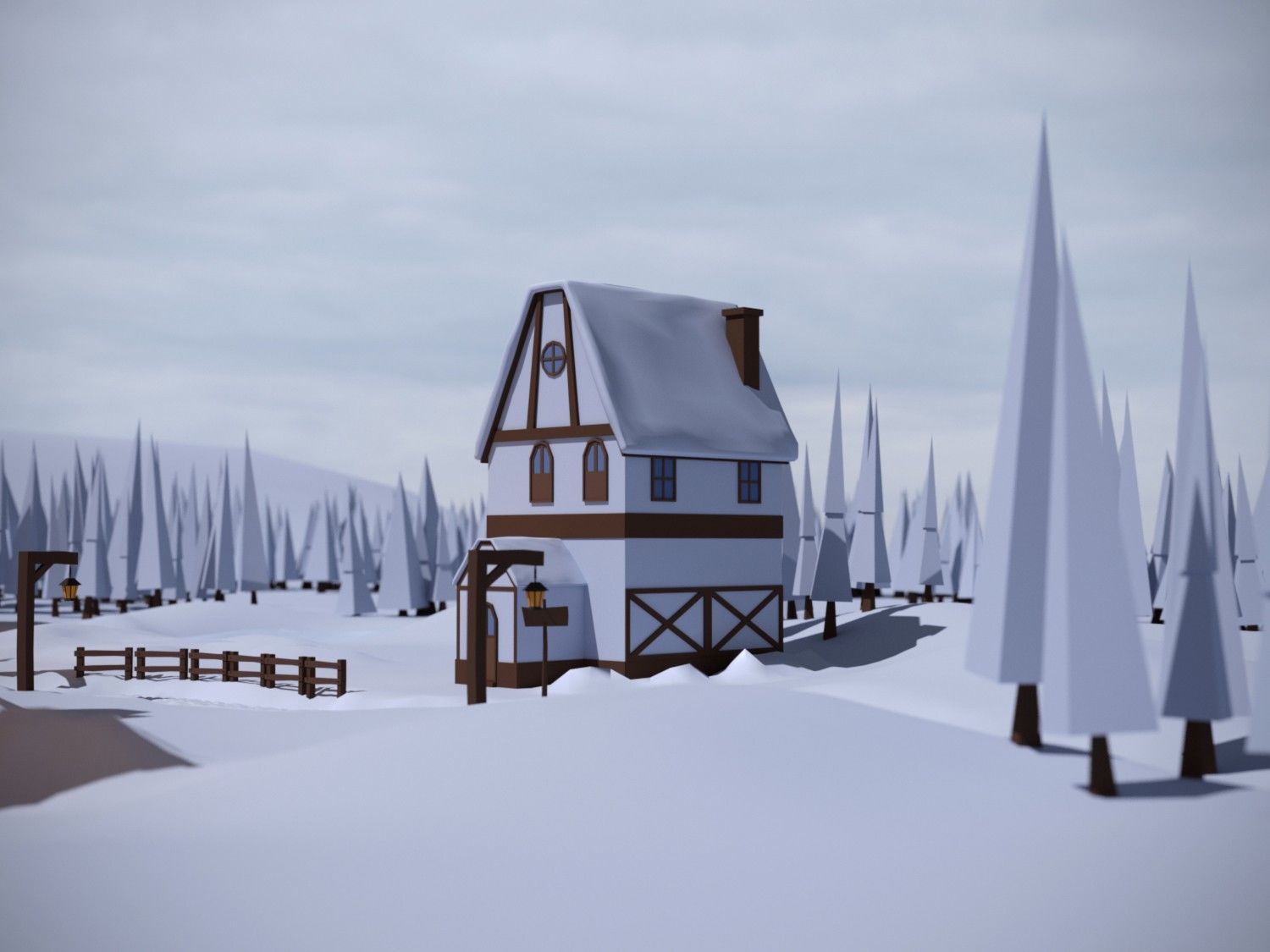 Christmas Town Low-poly 3D model_7