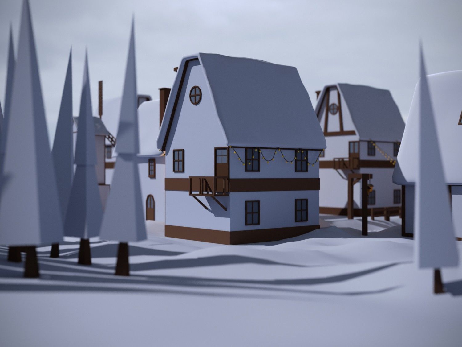 Christmas Town Low-poly 3D model_8