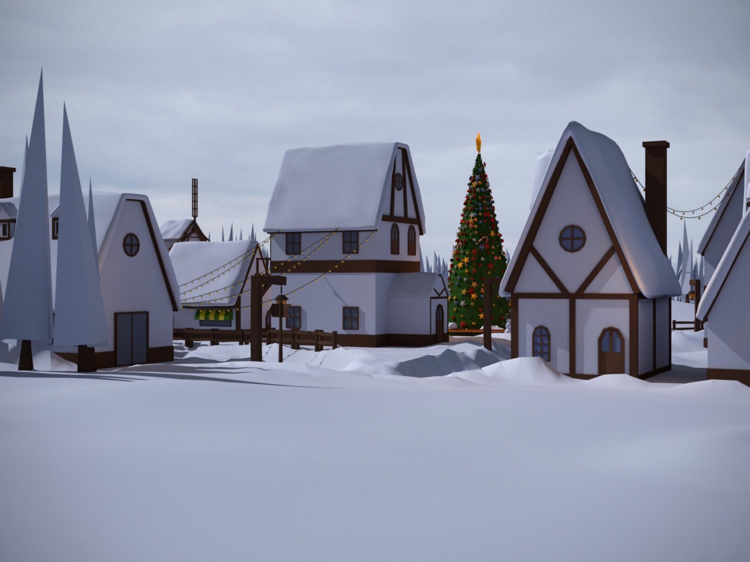 Christmas Town Low-poly 3D model_14