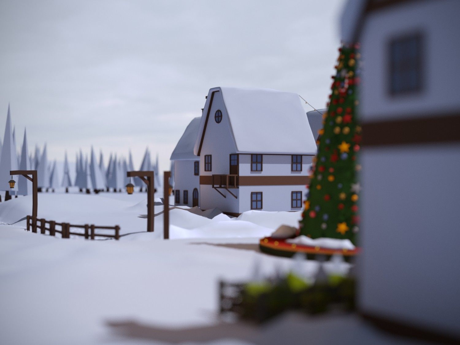Christmas Town Low-poly 3D model_5