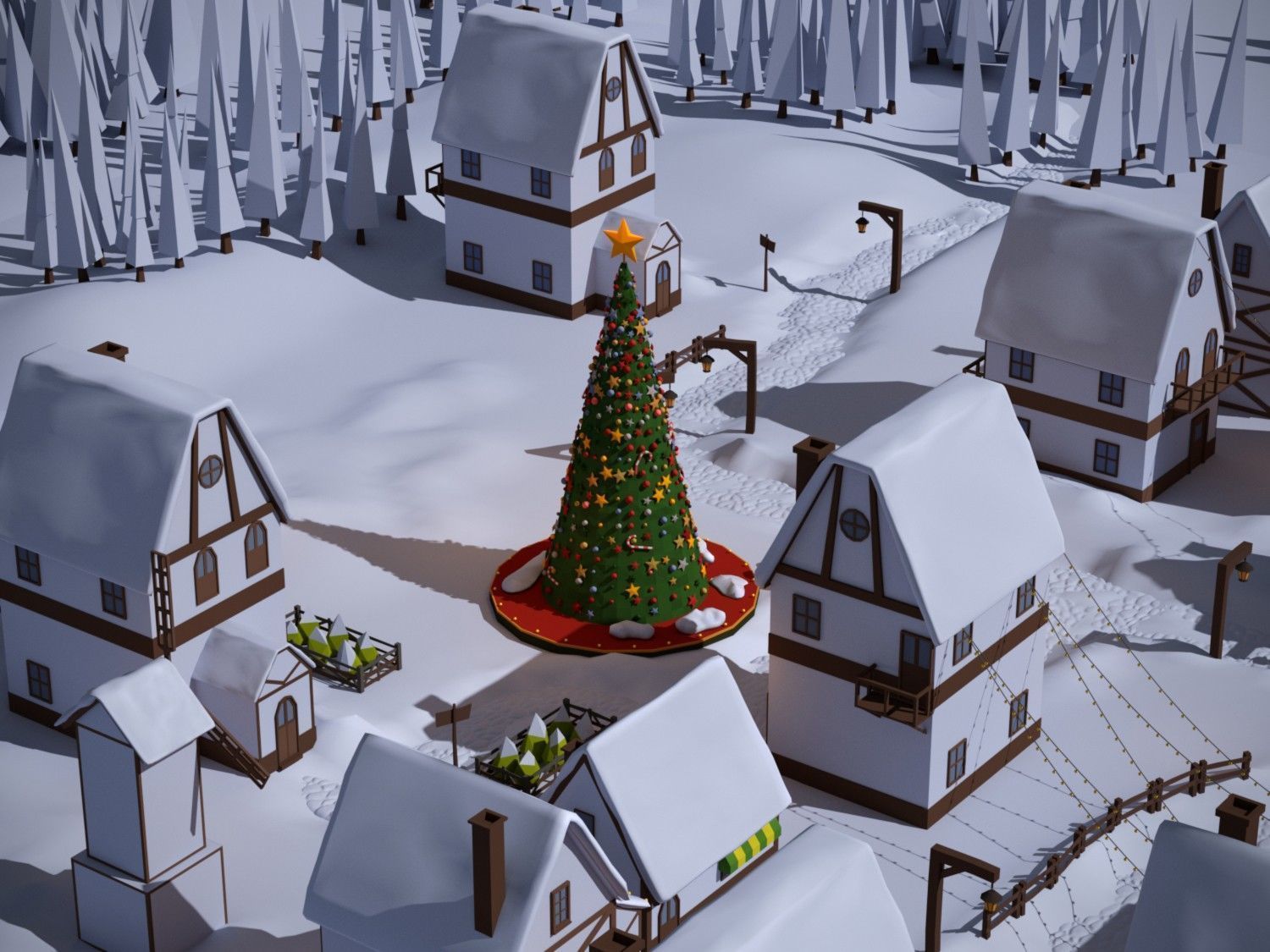 Christmas Town Low-poly 3D model_10