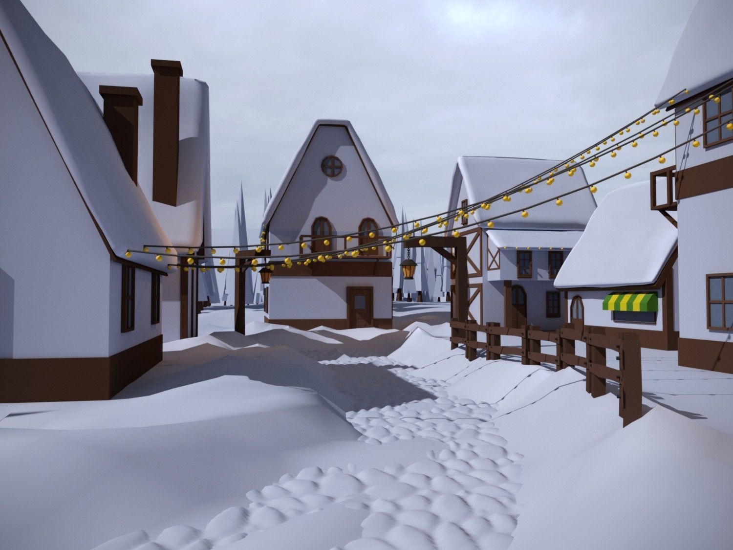 Christmas Town Low-poly 3D model_13