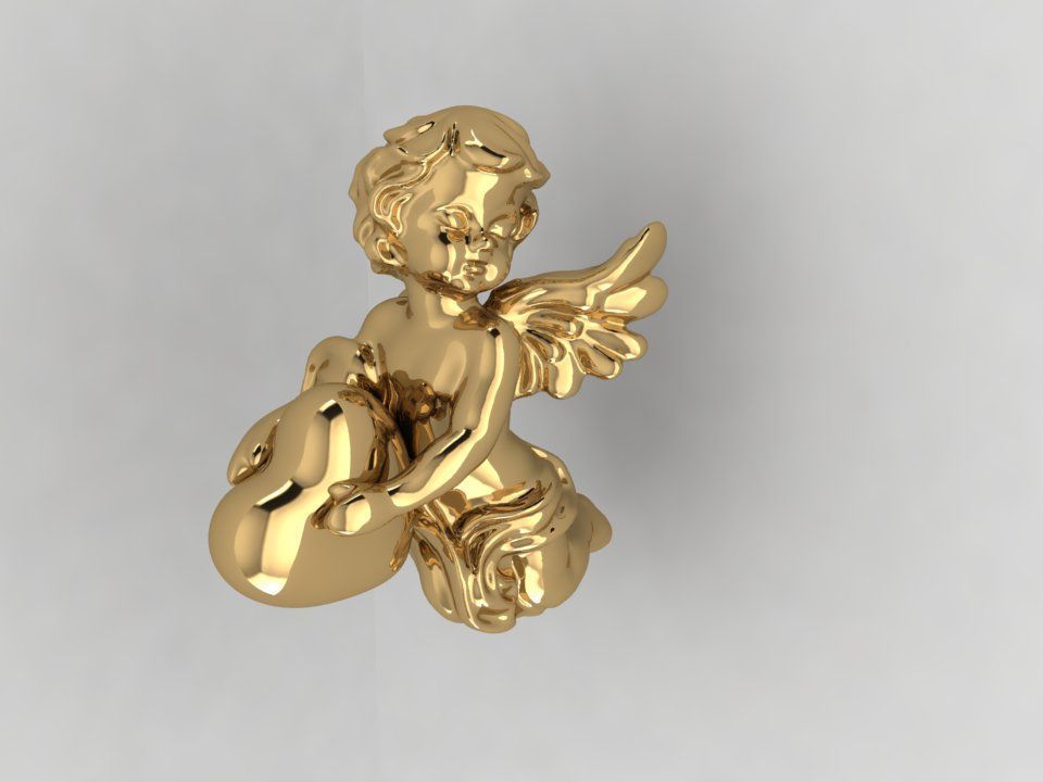 pendant angel heart 3D print model_6