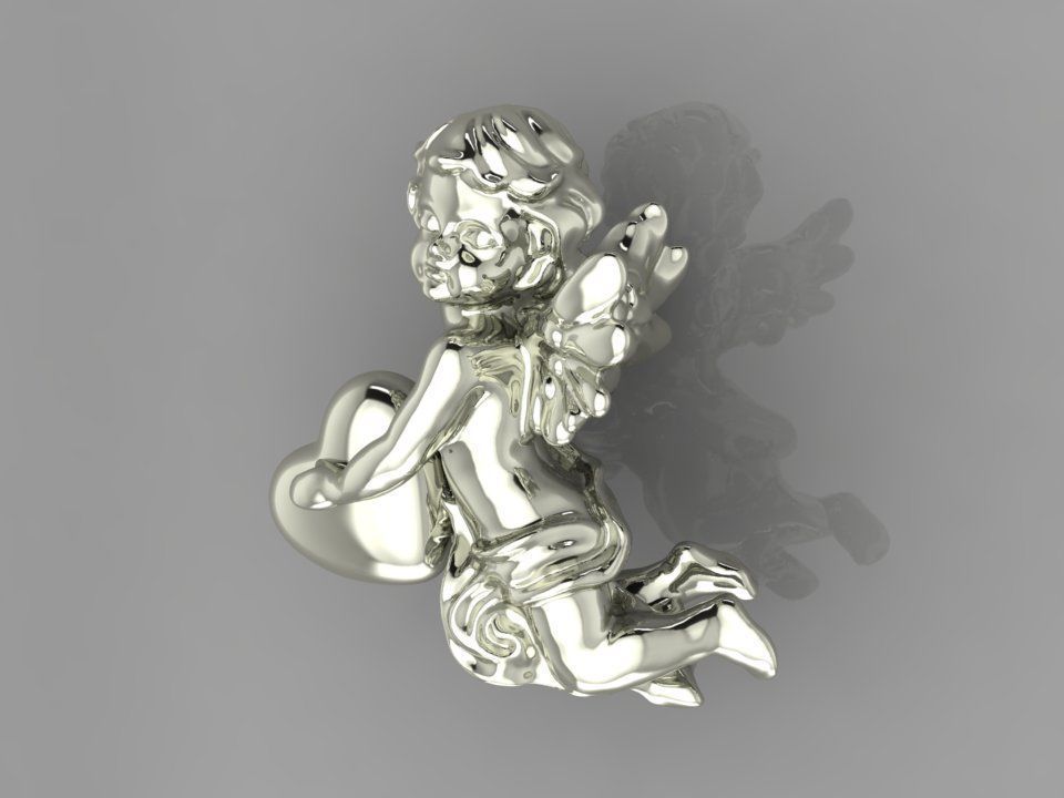 pendant angel heart 3D print model_5