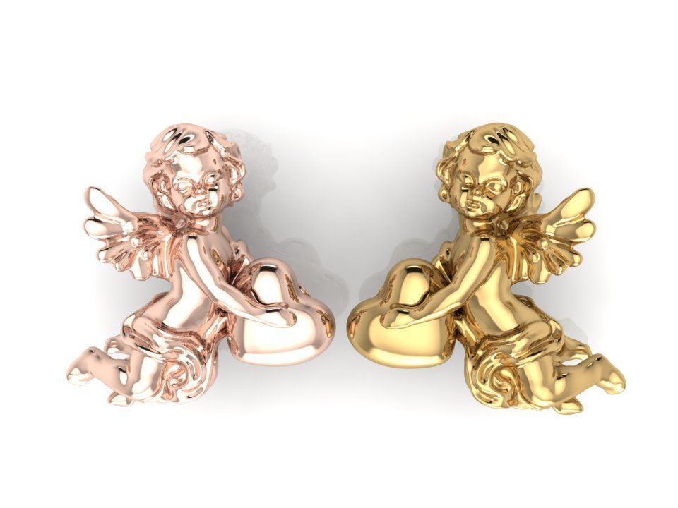 pendant angel heart 3D print model_1