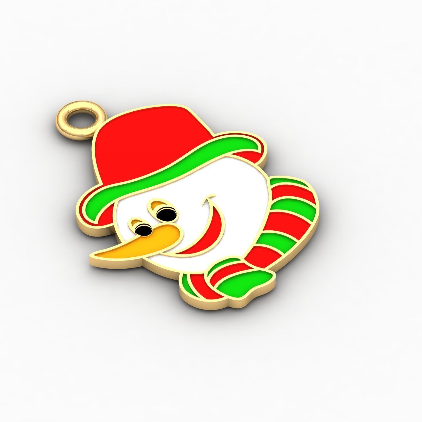 Snowman enamel kids pendant 3D print model_3