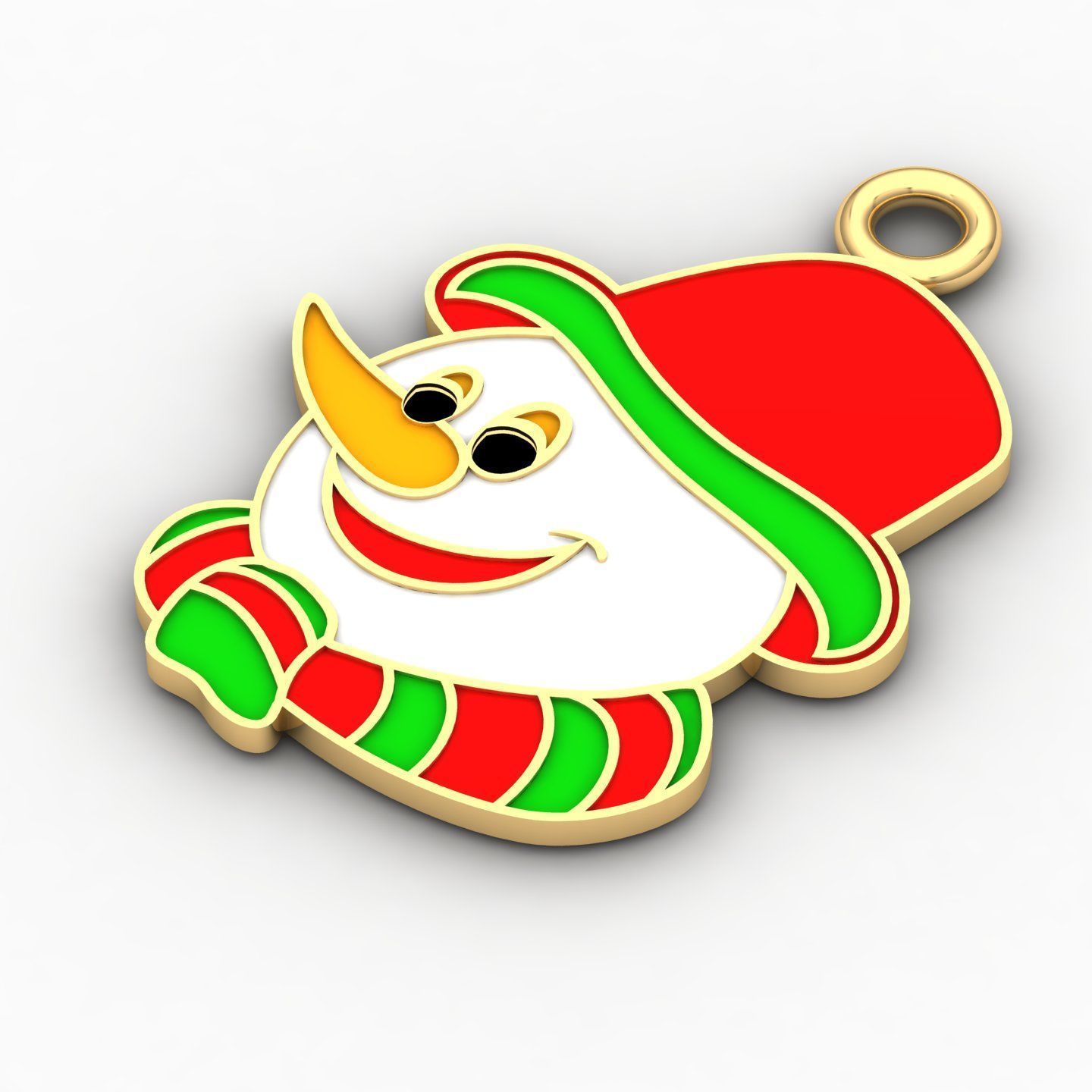 Snowman enamel kids pendant 3D print model_2