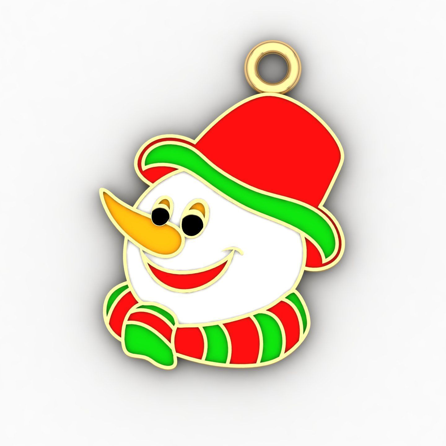 Snowman enamel kids pendant 3D print model_4