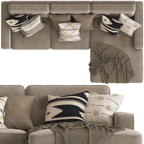 Cult Furniture Madison Sofa with Chaise 3D model 2