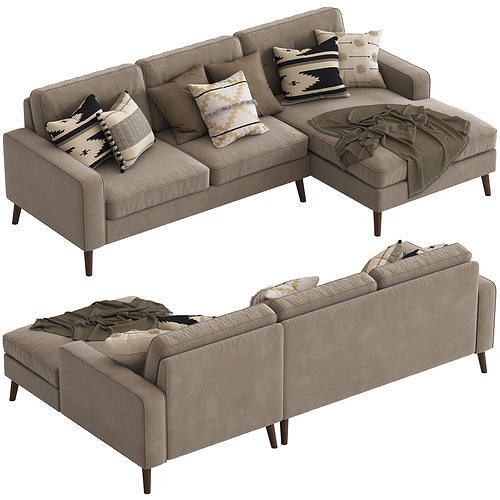 Cult Furniture Madison Sofa with Chaise 3D model 4