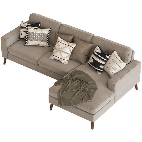 Cult Furniture Madison Sofa with Chaise 3D model 3