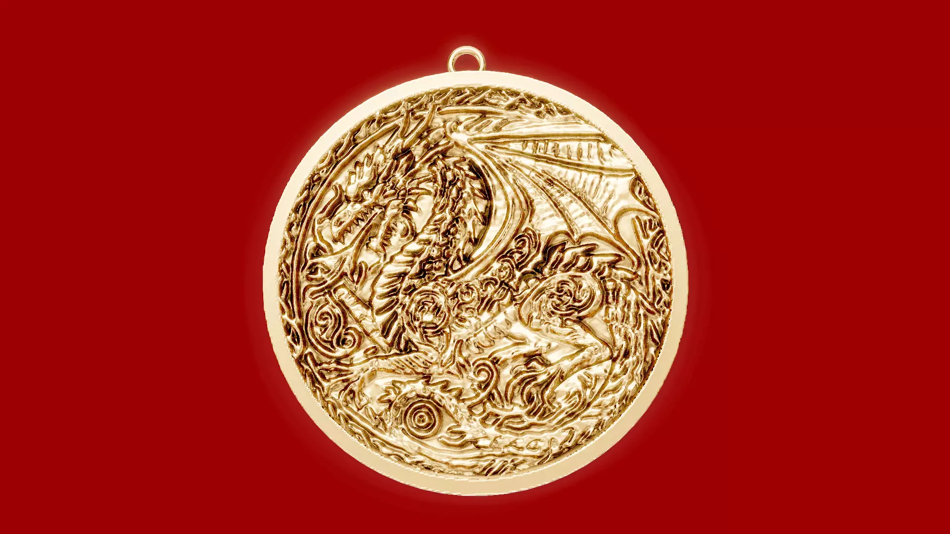 Dragon pendant Chain 3D print model_0