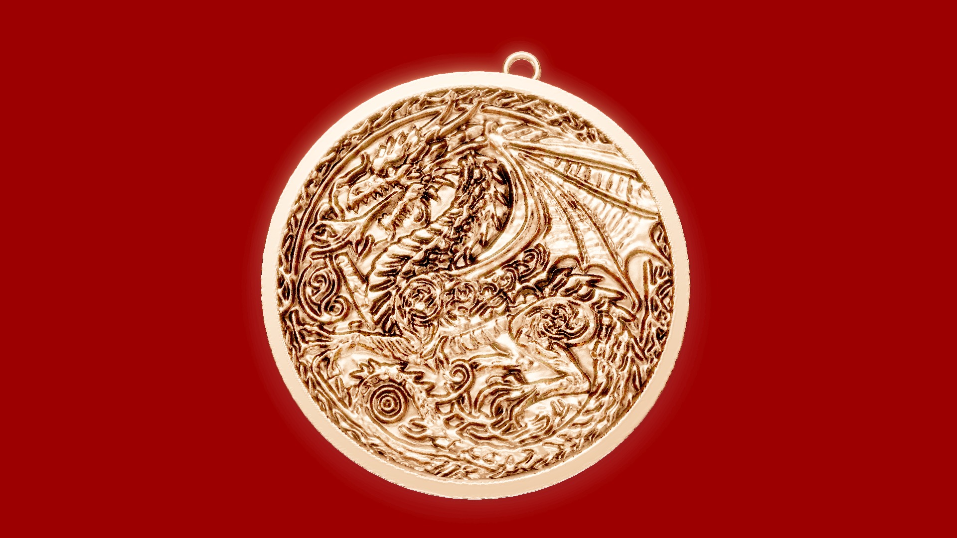 Dragon pendant Chain 3D print model_2