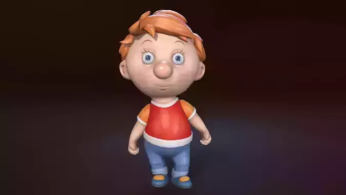 Happy Cartoon Boy  Low-poly 3D model