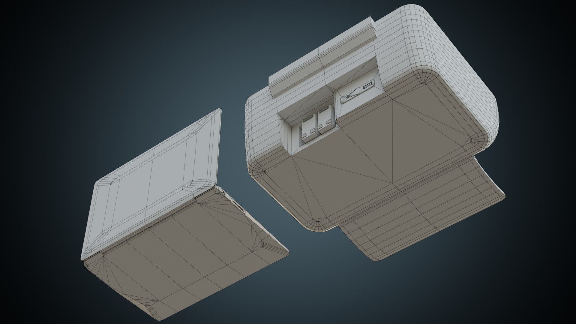 Laptop And Printer 1B Low-poly 3D model_6