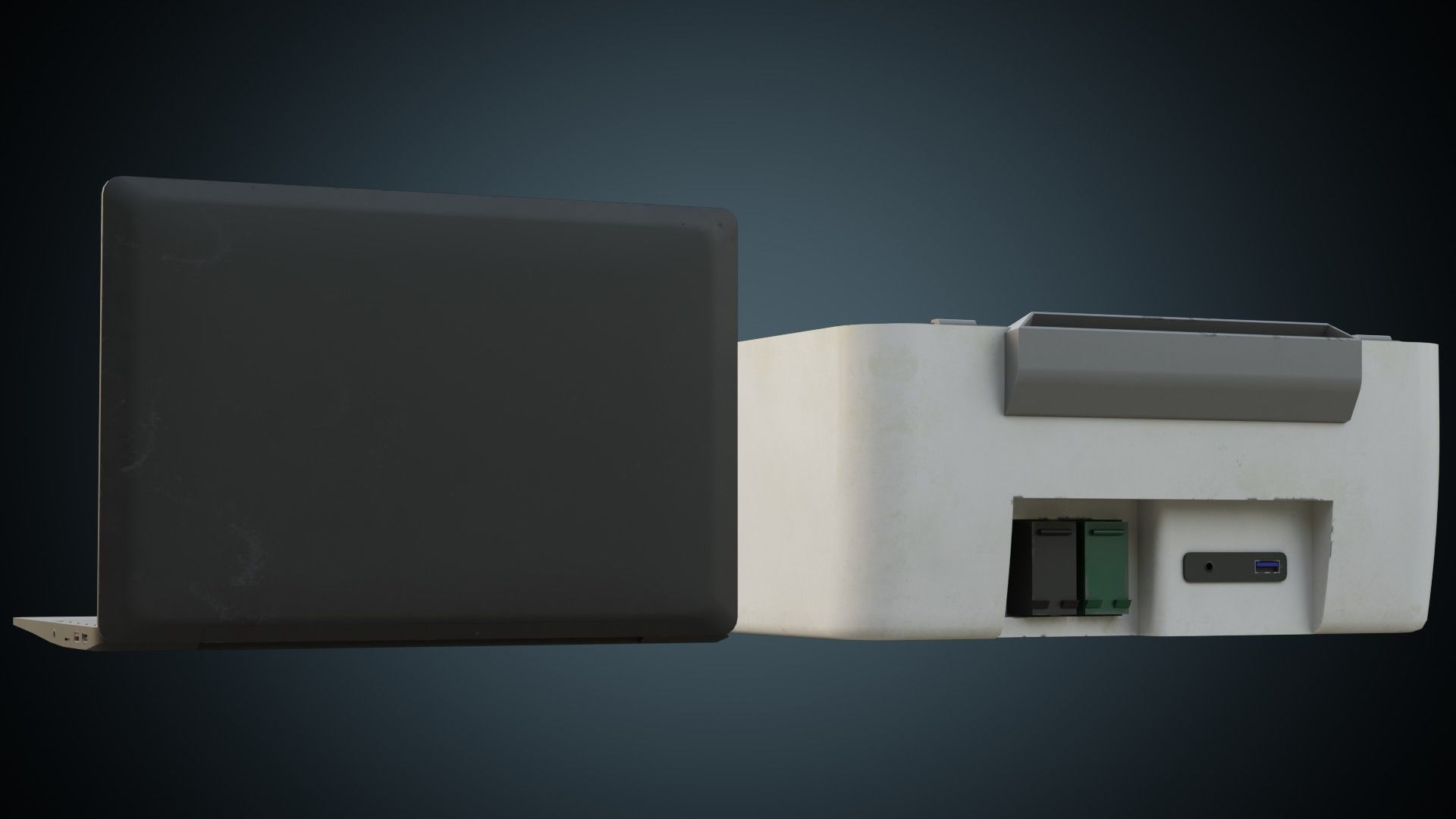 Laptop And Printer 1B Low-poly 3D model_3