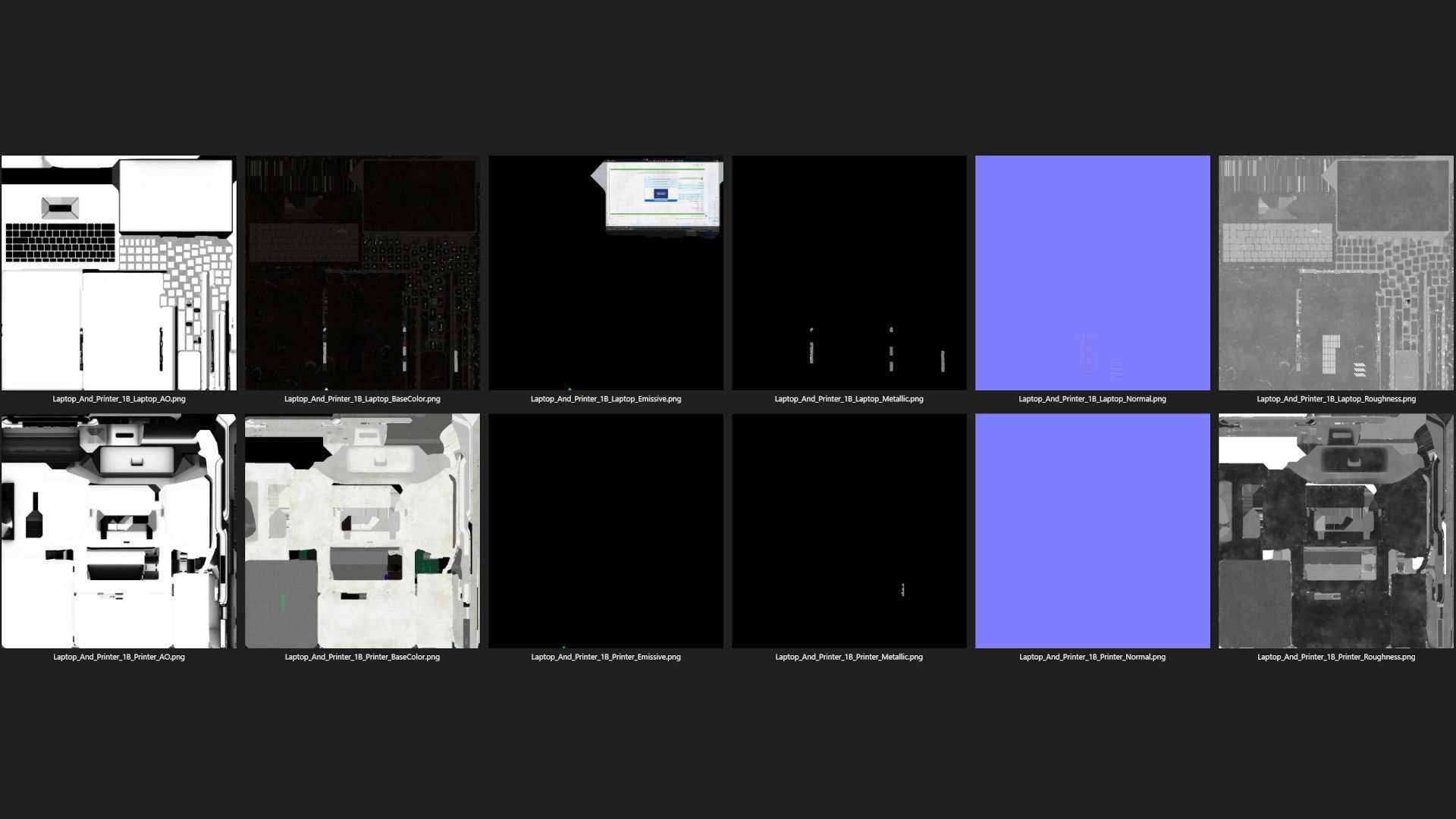 Laptop And Printer 1B Low-poly 3D model_8