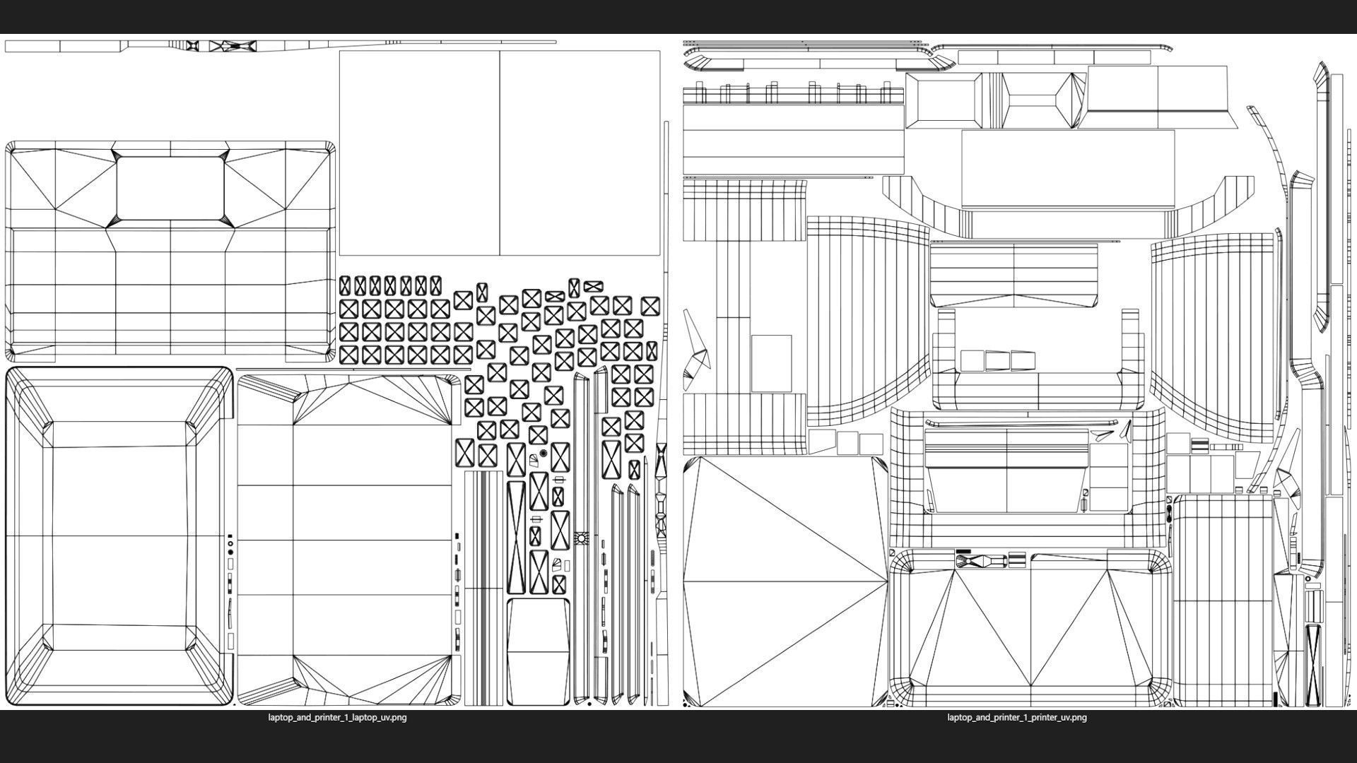 Laptop And Printer 1B Low-poly 3D model_7