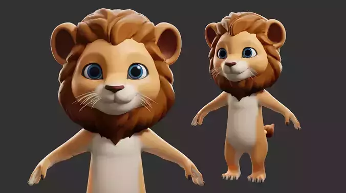 Lion Cartoon Low-poly 3D model