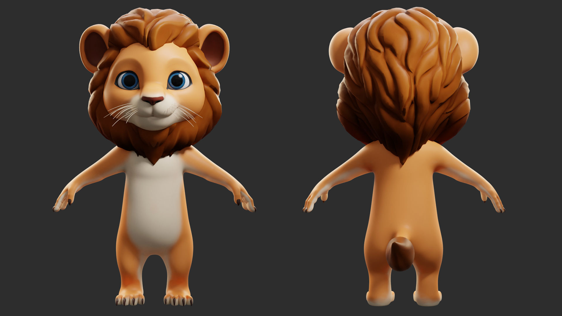 Lion Cartoon Low-poly 3D model_1