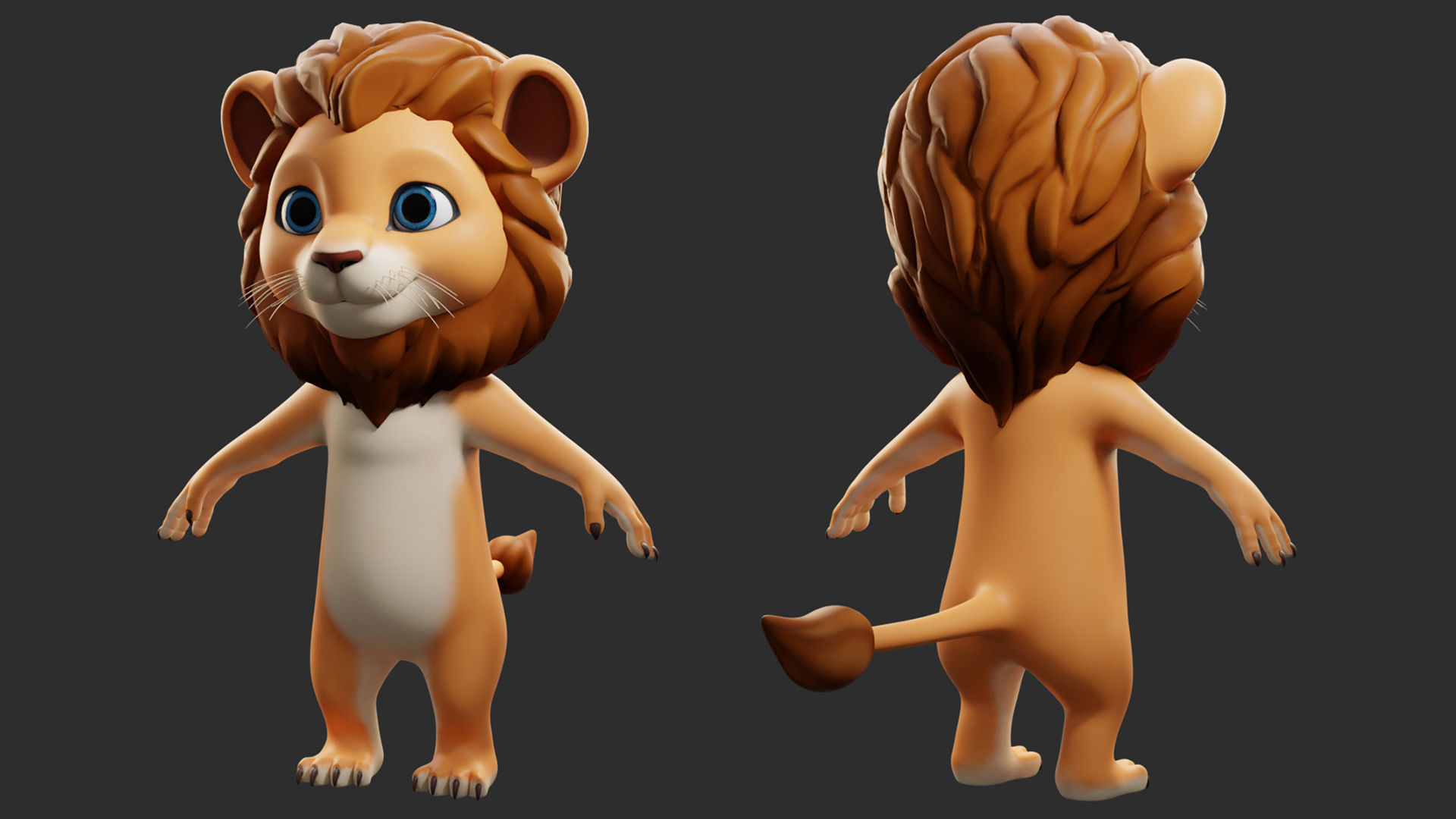 Lion Cartoon Low-poly 3D model_4