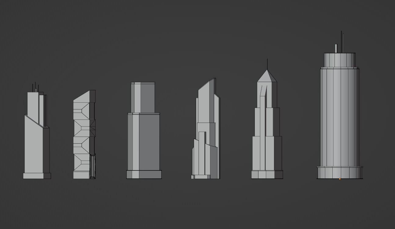 Low poly Buildings Pack 2 Low-poly 3D model_9