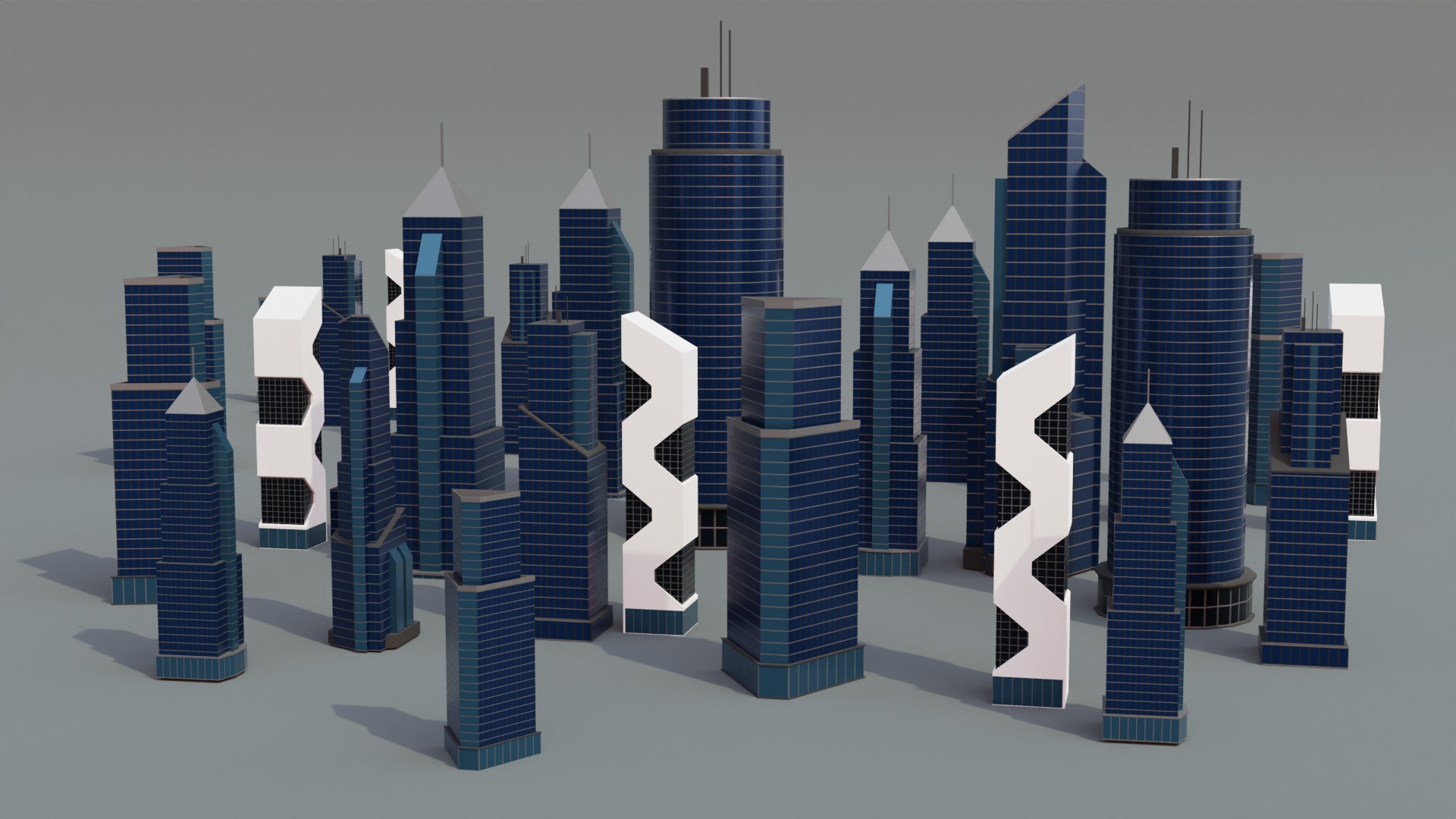 Low poly Buildings Pack 2 Low-poly 3D model_2