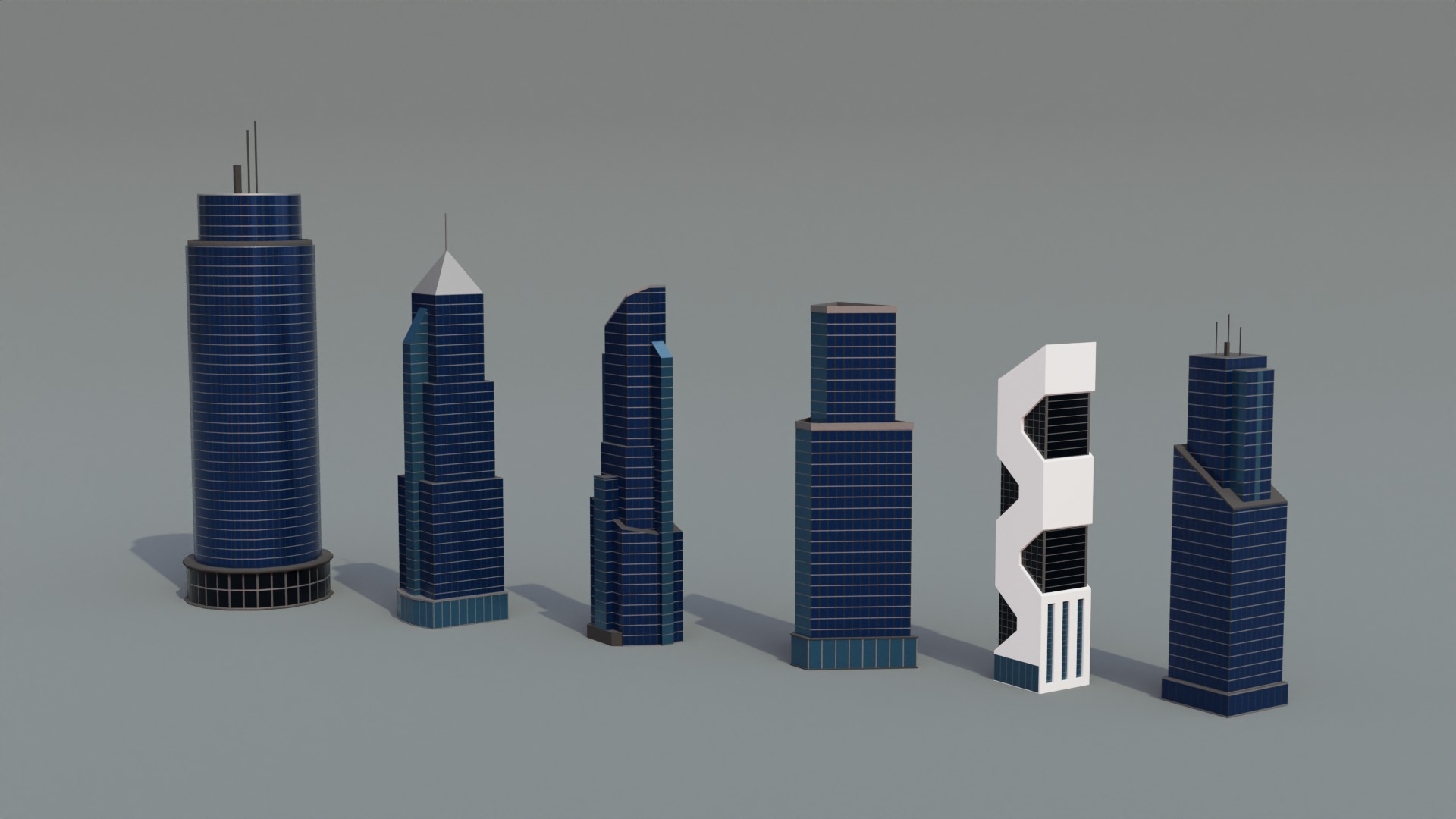 Low poly Buildings Pack 2 Low-poly 3D model_1